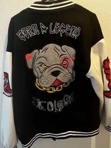 바시티 자켓 자켓 아우터 겨울 스트릿 자수 짧은 기장 초레어 화이트 블랙