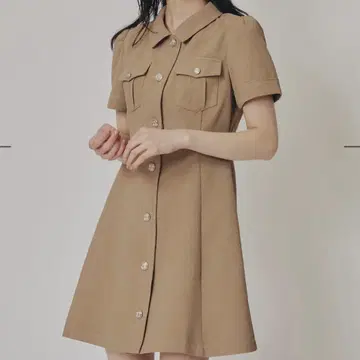 레이디 아젤 엠블럼 버튼 셔츠 원피스 REDYAZEL