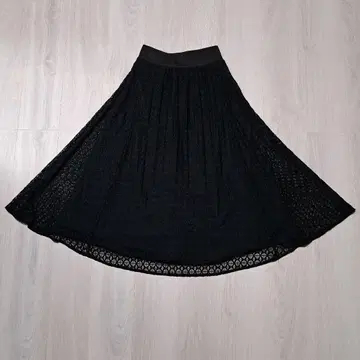 레이스 프릴 롱 스커트 블랙