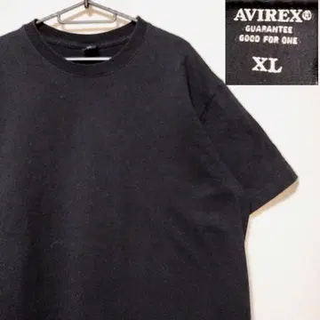 AVIREXT 셔츠 헤비 웨이트 아비렉스 원 포인트 자수 블랙