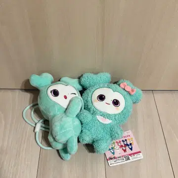 민트 그린 봉제 인형 2체 세트