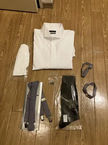 결혼식용 신랑 턱시도용 화이트 셔츠 세트