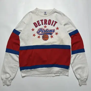 80s 로고7 NBA 피스톤즈 USA제 맨투맨 L 화이트 5823