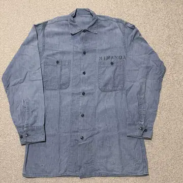 us navy 50's 샴브레이 셔츠 usa 미군 네이비