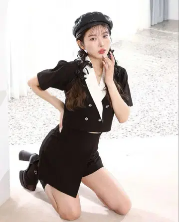 완판템 다리치 테일러드 자켓 바이컬러 숏 자켓