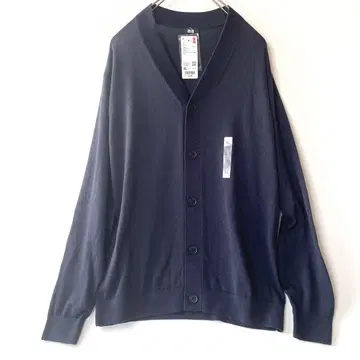 UNIQLO 린넨 블렌드 니트 V넥 가디건 네이비 XL 미사용 새상품