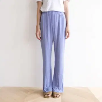 시루무린 백 슬릿 GLOSS RIB 팬츠 블루
