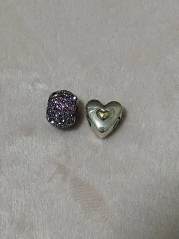 판도라 참 2종 세트 하트와 스톤 비즈