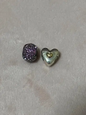 판도라 참 2종 세트 하트와 스톤 비즈