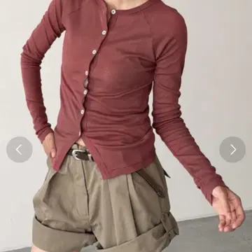 CANAL JEAN Miller 라이트 패널 리브 가디건 마룬