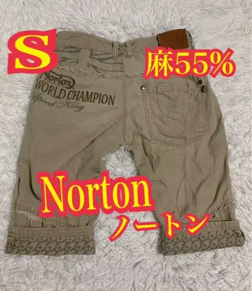 Norton 노튼 크롭 팬츠 린넨55% 하프 팬츠 자수 로고 S
