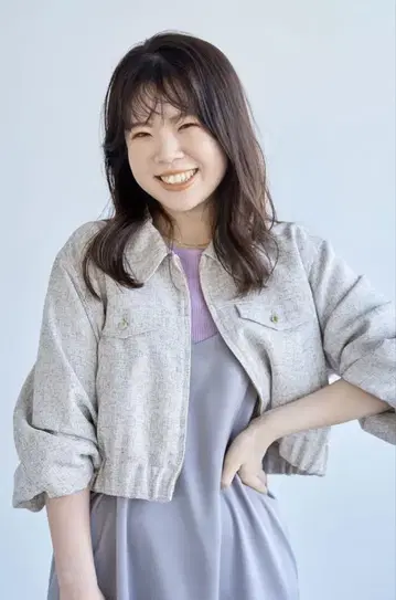 COHINA 트위드 지퍼 숏 블루종 아이보리