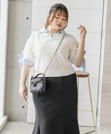 CLETTE 오리지널 셔츠 레이어드 스타일 폴로 니트 화이트