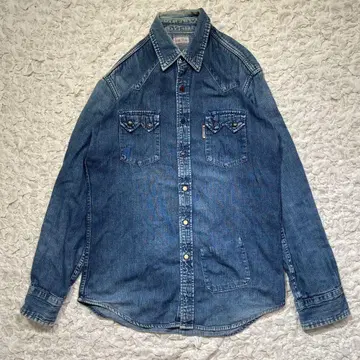 blue blue 데님 셔츠 터콰이즈 콘 인디고 M