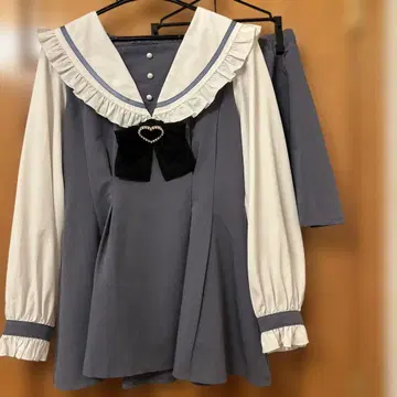 ROJITA 로지타 양산 지뢰 블루 스카이블루 세일러 카라 셋업