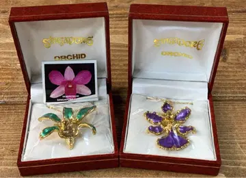미사용 오키드 브로치 목걸이 ORCHID 박스 포함 2점 세트