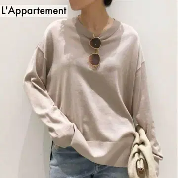 새상품급 L'Appartement Silk CTN C/N TOPS 네이비