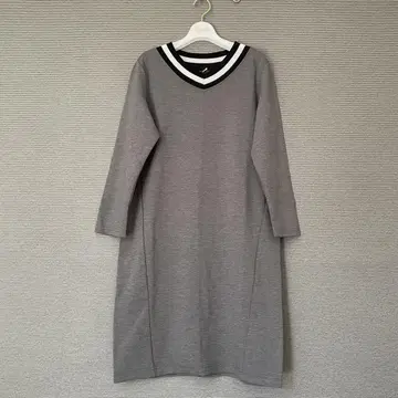 택 포함 새상품 그레이 스트라이프 V넥 원피스 M사이즈 Neissn