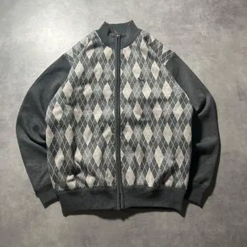 빈티지 하프 지퍼 집업 체크 아가일 니트 스웨터