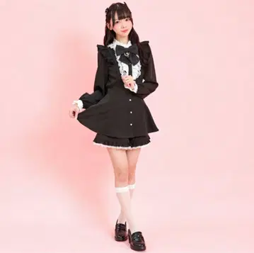 액세서리 리본 레이스 프릴 셋업 블랙