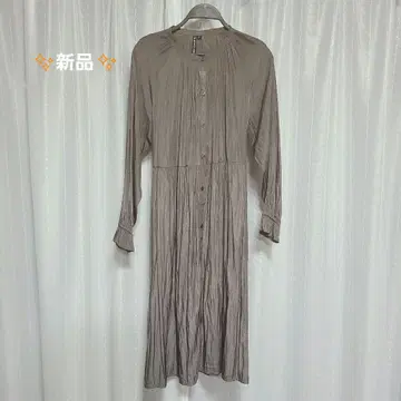 #새상품 미사용 그레이 플리츠 가공 긴팔 셔츠 원피스