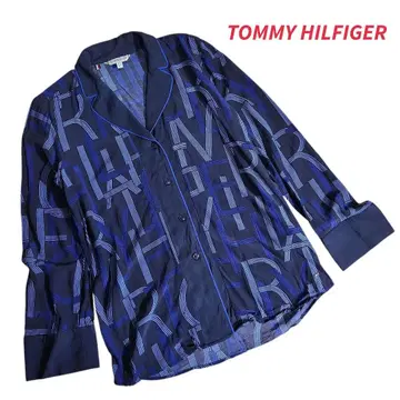 TOMMY HILFIGER 올 패턴 오픈 카라 긴팔 셔츠 파이핑 8954
