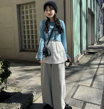 [ yamada 기획/WEB 한정판 ] 데님 절개 스웨트 팬츠