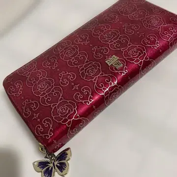 안나수이 로즈 하트 장지갑 코인 케이스 보르도 나비