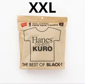 헤인즈 반팔 KURO 면100% 택레스 사양 블랙 크루넥T셔츠