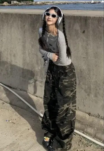 카모 패턴 청바지 팬츠