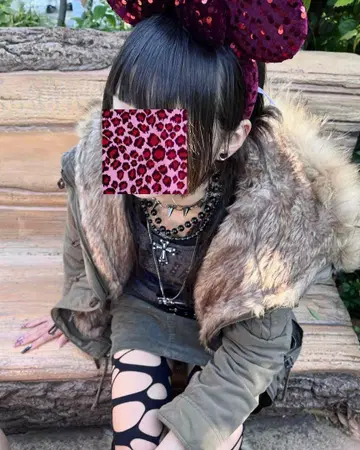 그런지 퍼 모즈 코트 아우터 카키 grunge