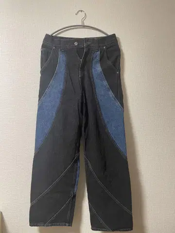 ADD SEOUL 패치워크 디자인 와이드 레그 청바지