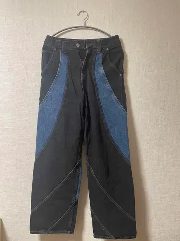 ADD SEOUL 패치워크 디자인 와이드 레그 청바지