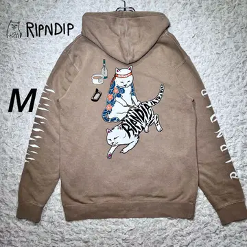 [ RIPNDIP ] 후드티 와조리 디자인 백 프린트 베이지 [ M ]
