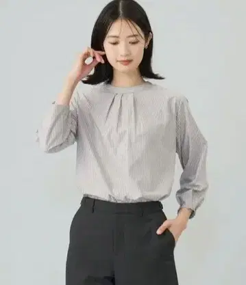 스트라이프 저지 모크넥 티셔츠 S
