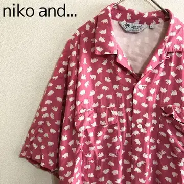 niko and - 북극곰 애니멀 올 패턴 오픈 카라 레이온 셔츠