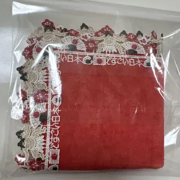 치카자와 레이스 타월 손수건 도스코이 일본 레드