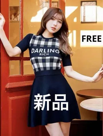 다리치 깅엄 체크 니트 미니 원피스