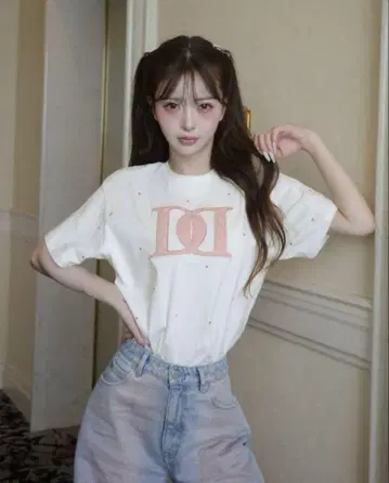 Darich 퀼팅 아플리케 비쥬 T셔츠 화이트 다리치