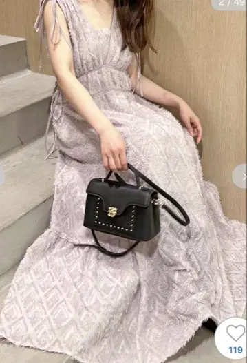 SNIDEL 자카드 드로스트 디테일 원피스 핑크