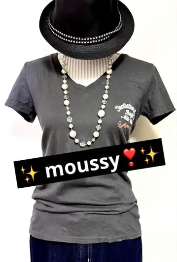 새상품 moussy 반팔 V넥 T셔츠 y2k / 헤이세이 갸루 / 그런지