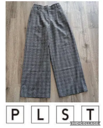 PLST 플라스테 [ 글렌체크 패턴 ] 이지 와이드 팬츠