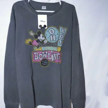 새상품 롱T L 미키 볼링 디즈니 피그먼트 긴팔T셔츠