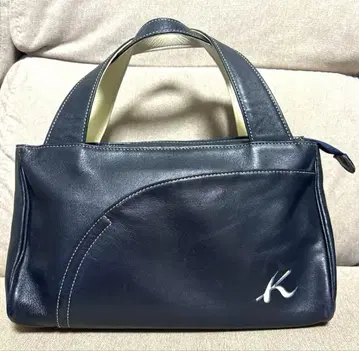 Kitamura 키타무라 천연 가죽 토트백 핸드백 네이비
