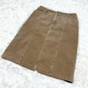코듀로이 미디 스커트 베이지