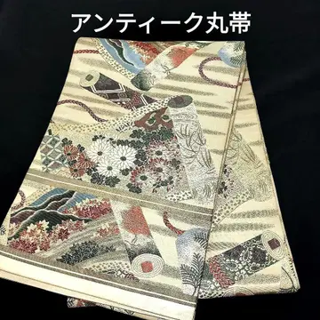 앤티크 마루오비 그림 두루마리 꽃