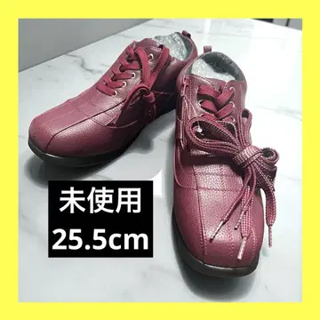 미사용 컴포트 슈즈 25.5 와인 레드 워킹 폭넓은 경량