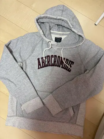 Abercrombie 그레이 후드 부착 후드티 데미지 가공