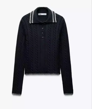 [ 택 포함 새상품 ] ZARA 파이핑 니트 폴로 스웨터