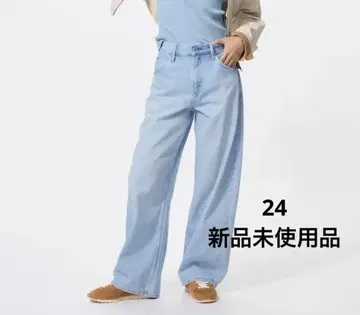 UNIQLO 배기 커브 청바지 62BLUE 사이즈 24 미사용 새상품